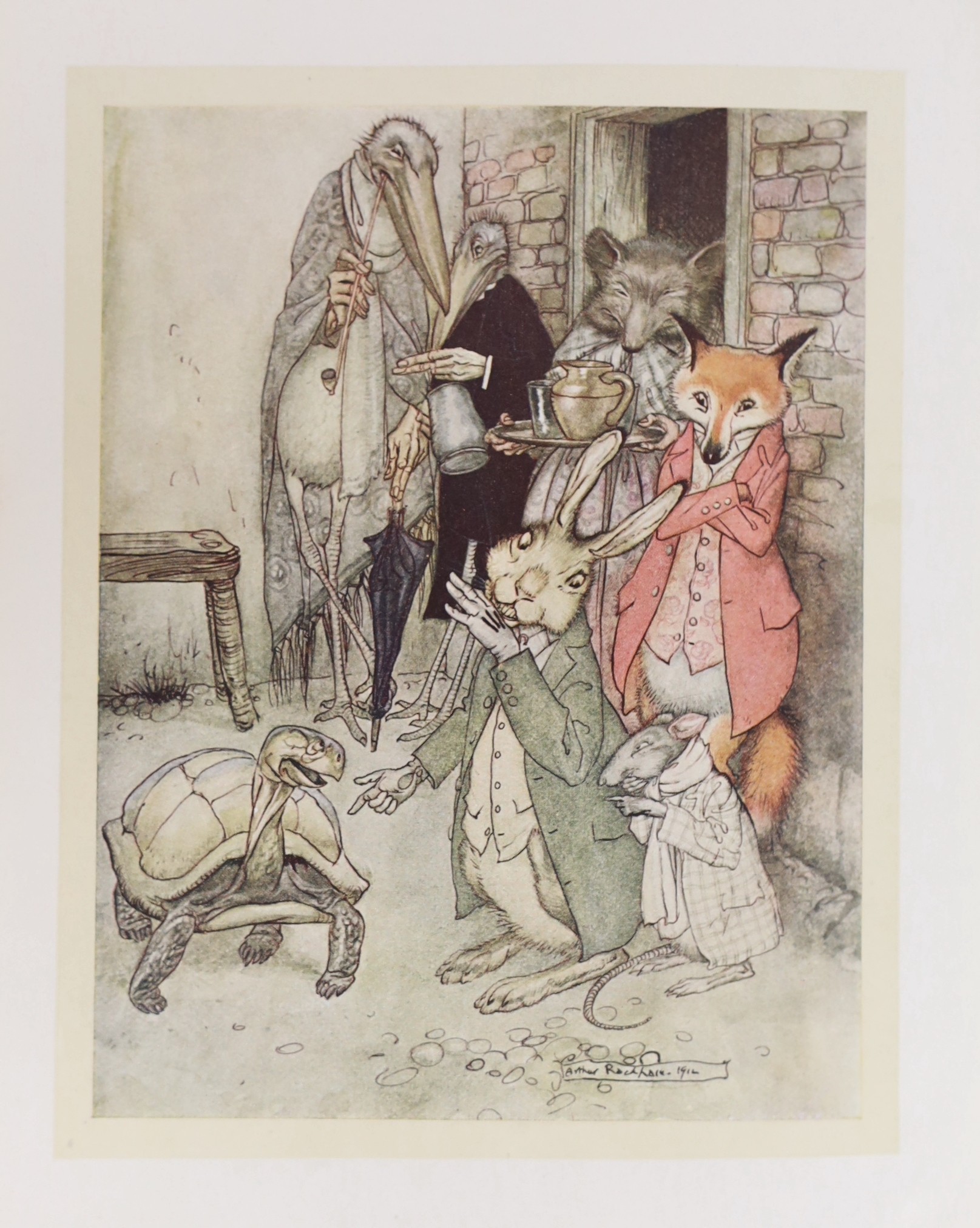 Aesop - Fables. A new translation by V.S. Vernon Jones, with an introduction by G.K. Chesterton. 13 coloured plates (with captioned guards), num. text illus. & coloured pictorial e/ps. (by Arthur Rackham). 1st trade edit